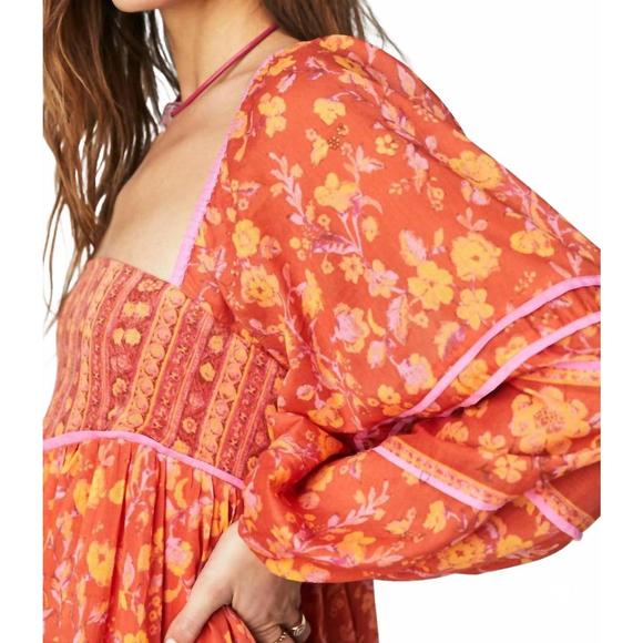 NEW FREE PEOPLE endless afternoon mini dress in chili combo - Picture 3 of 4